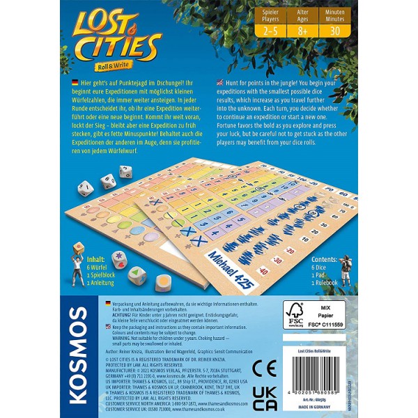 Настольная игра Lost Cities Roll & Write