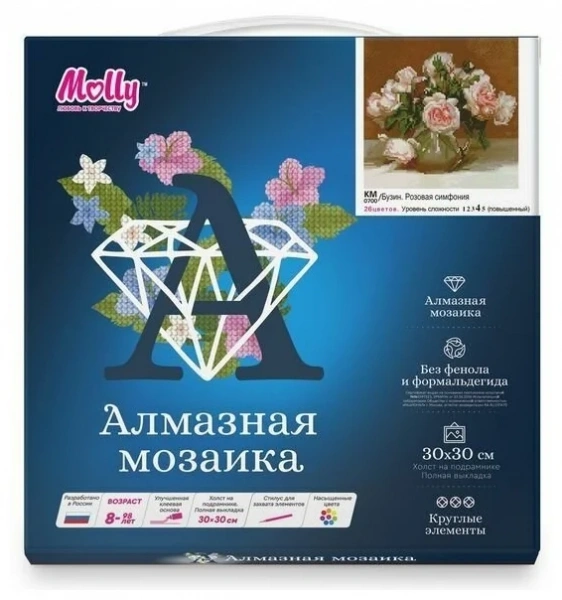 Алмазная мозаика Розовая симфония Бузин